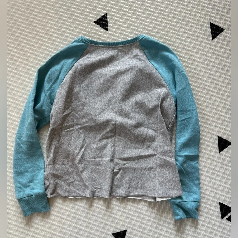 Justice|Big girl Heather gray/blue sweatshirt with tie detail,size 8•Soft lounge
